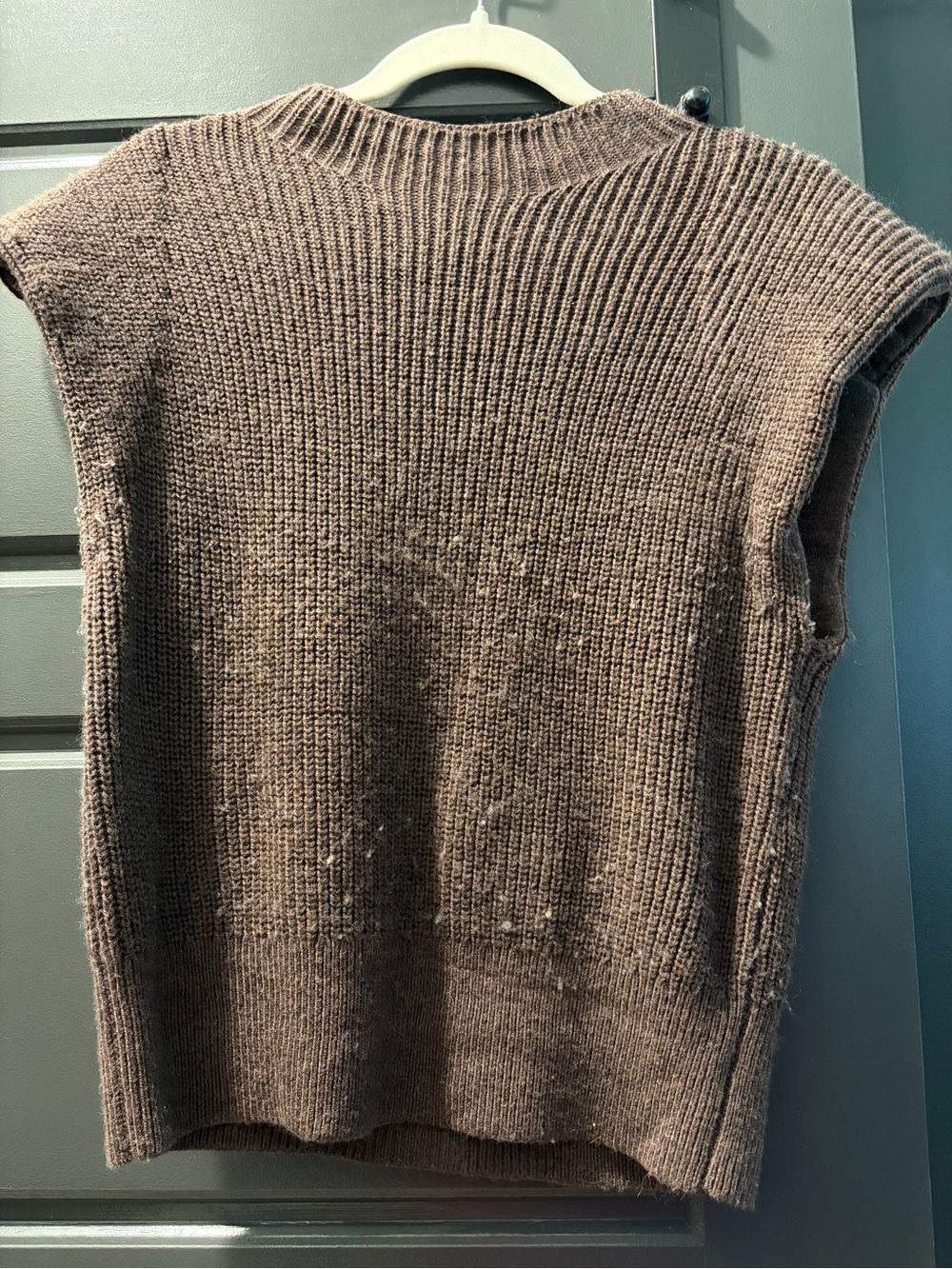 Aritzia Brown Ribbed Sleeveless Turtleneck Vest